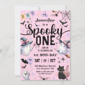 1つの不気味幽霊ハロウィーン1st誕生日ガールカワイイ 招待状 (正面)