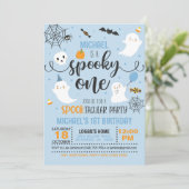 1つの不気味誕生日招待状 – 男の子(青) 招待状 (スタンド正面)