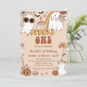 1つの不気味Groovyハロウィーン1番目の誕生日パーティー 招待状 (スタンド正面)