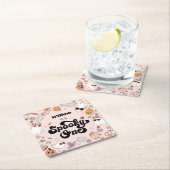 1つの不気味Groovyハロウィーン1番目の誕生日 スクエアペーパーコースター (インサイチュ)