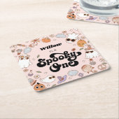 1つの不気味Groovyハロウィーン1番目の誕生日 スクエアペーパーコースター (アングル)