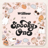 1つの不気味Groovyハロウィーン1番目の誕生日 スクエアペーパーコースター (正面)