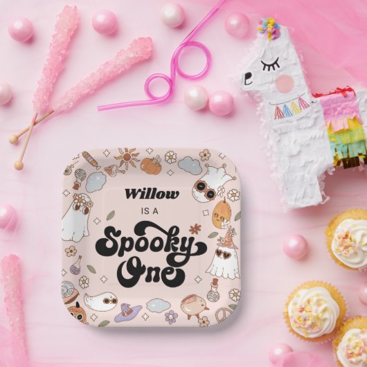 1つの不気味Groovyハロウィーン1番目の誕生日 ペーパープレート (パーティー)