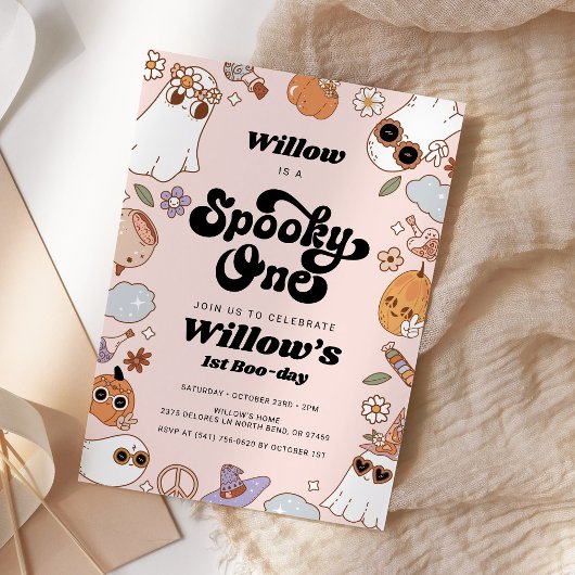1つの不気味Groovyハロウィーン1番目の誕生日 招待状