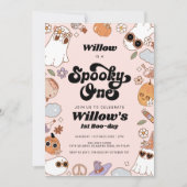 1つの不気味Groovyハロウィーン1番目の誕生日 招待状 (正面)