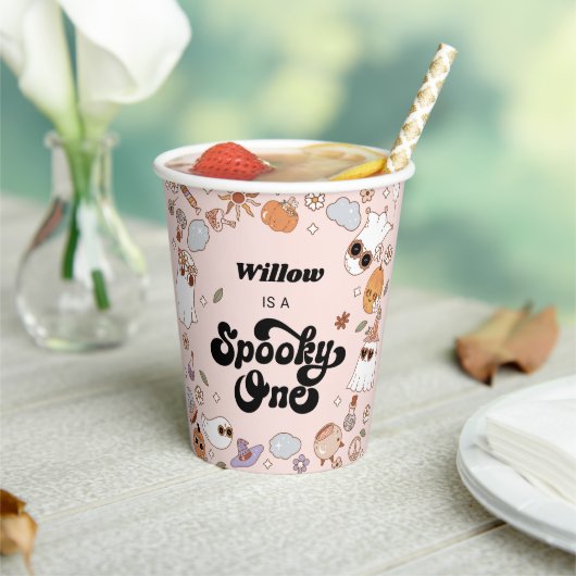 1つの不気味Groovyハロウィーン1番目の誕生日 紙コップ (インサイチュ)