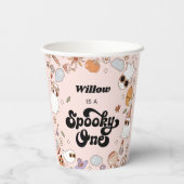 1つの不気味Groovyハロウィーン1番目の誕生日 紙コップ (裏面)