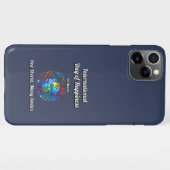 1つの世界の多くのスマイル。幸福の日。 iPhoneケース (裏面横)