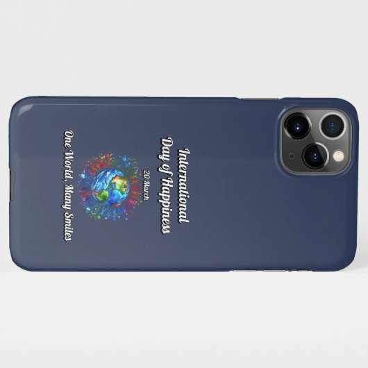 1つの世界の多くのスマイル。幸福の日。 iPhoneケース (裏面横)