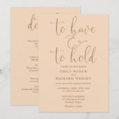 1つの中に持って、柔らかい桃を保持す結婚る 招待状 (正面/裏面)