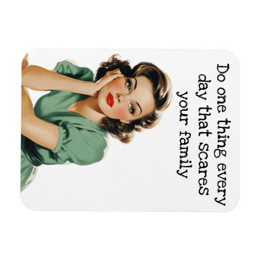 1つの事を毎日行うレトロ主婦 マグネット (横)