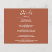 1つの写真で予算すべてテラコッタ結婚式の招待 (裏面)