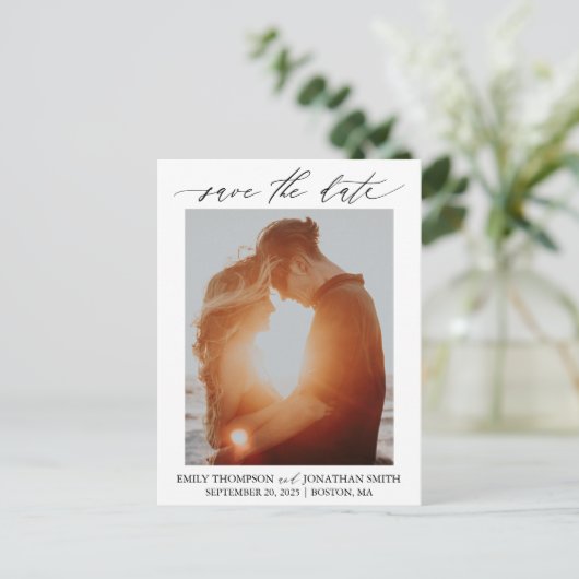 1つの写真は日付はがきを黒で保存 ポストカード (スタンド正面)