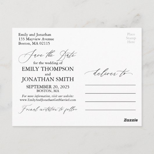 1つの写真は日付はがきを黒で保存 ポストカード (裏面)