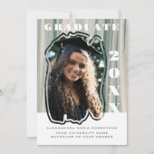 1つの写真ホワイトセージ緑ベージュ大学院生 案内状 (正面)