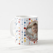 1つの写真、名前、日付カラフルおもしろいモダンドットC556 コーヒーマグカップ (正面左)