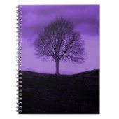 1つの単独木のシルエットの紫色の自然の景色 ノートブック (正面)