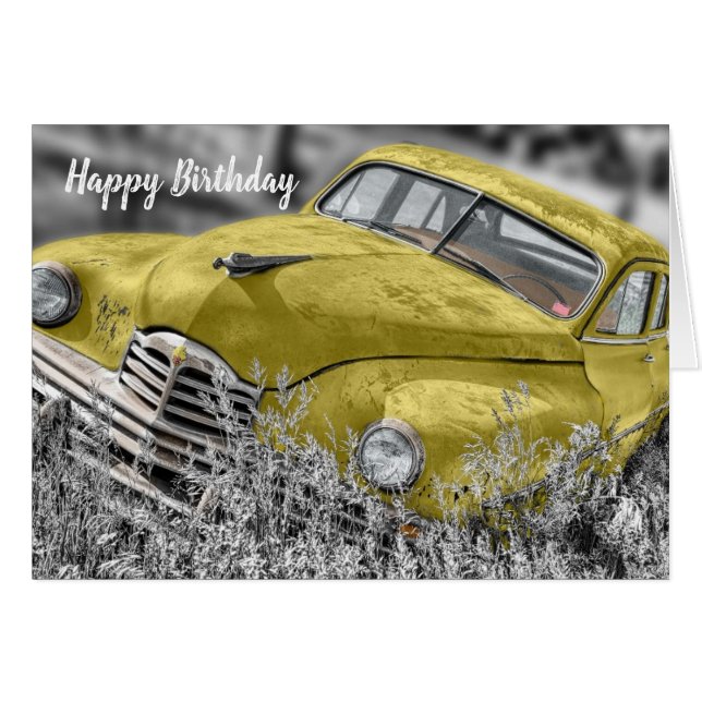 1つの古い積み重ねからの別のカードへのハッピーバースデー (正面横)