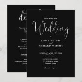 1つの台本に白黒エレガントの結婚全て 招待状 (正面/裏面)
