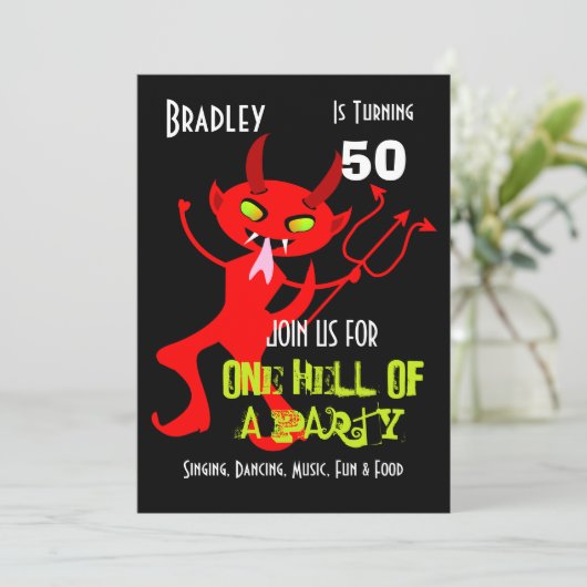 1つの地獄のパーティーお祝いパーティー パーソナライズされた 招待状 (スタンド正面)
