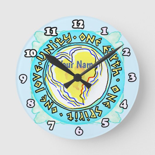 1つの地球 ラウンド壁時計 (正面)