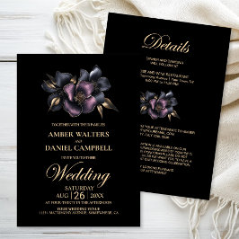 1つの埃っぽいピンクとグレーのフローラ結婚 招待状