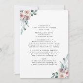 1つの埃っぽいピンクのバラの書道結婚の 招待状 (裏面)