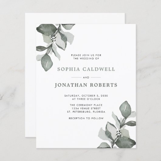 1つの埃っぽい緑のユーカリで予算を結婚立てる (正面/裏面)