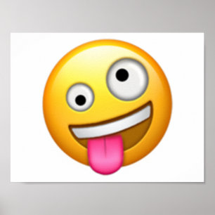 1つの大きく、1の小さい目- Emojiが付いている顔 ポスター