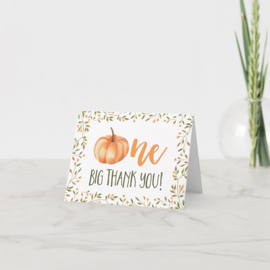1つの大きなお礼カボチャ1st誕生日ありがとう サンキューカード (正面)