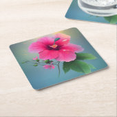 1つの大きなハイビスカスのフル開花 スクエアペーパーコースター (アングル)
