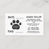 1つの大きな白黒の犬の前足のプリント 予約カード (裏面)