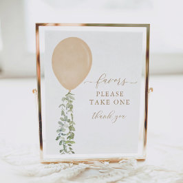 1つの好意を取るサイン金ゴールドバルーンベイビーシャワー ポスター