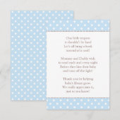 1つの小さなリクエスト青い赤ちゃんシャワー本 エンクロージャーカード (正面/裏面)