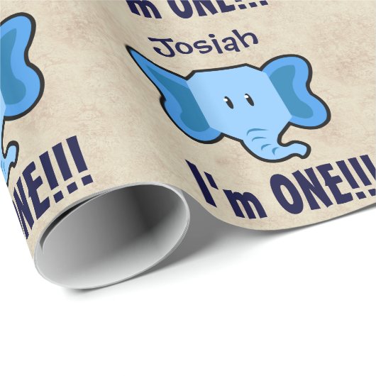 1つの年の第1誕生日かわいい象の顔A02 ラッピングペーパー (ロールコーナー)