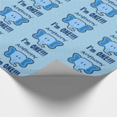 1つの年の第1誕生日かわいい象の顔A02A ラッピングペーパー (角)