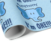 1つの年の第1誕生日かわいい象の顔A02A ラッピングペーパー (ロールコーナー)