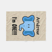 1つの年の第1誕生日かわいい象の顔A18 フリースブランケット (正面(横))