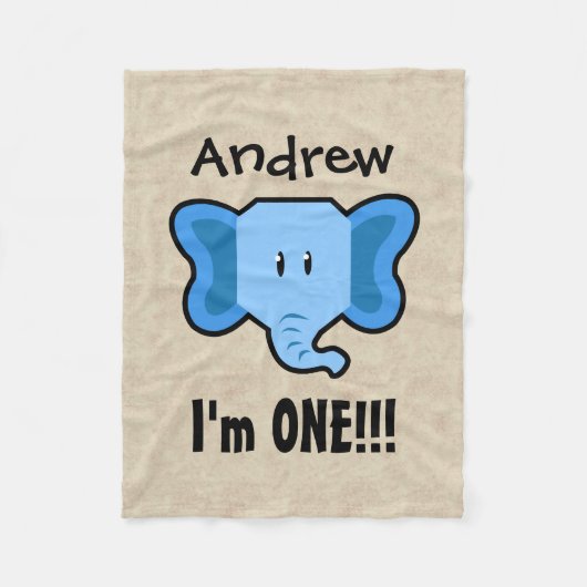 1つの年の第1誕生日かわいい象の顔A18 フリースブランケット (正面)