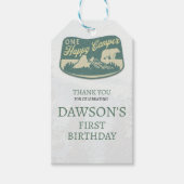 1つの幸せなキャンパー、1つの最初の誕生日、招待状 ギフトタグ (正面)