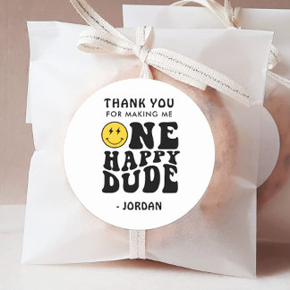 1つの幸せな男に感謝 ラウンドシール