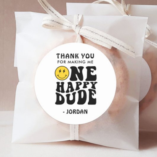 1つの幸せな男に感謝 ラウンドシール