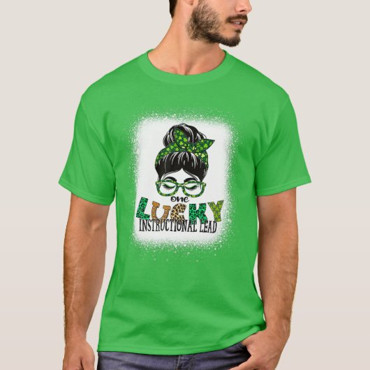 1つの幸運な指導のリードが漂白St patricks Tシャツ (正面)