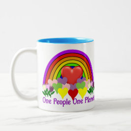 1つの惑星1の人 ツートーンマグカップ