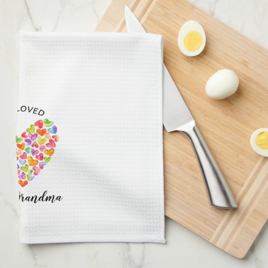 1つの愛おばあちゃん素晴らしハート キッチンタオル (四つ折り)