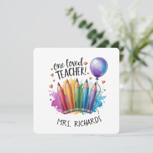 1つの愛された先生カラフルパーソナライズされたペン (スタンド正面)