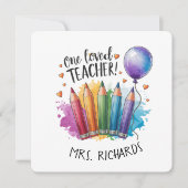 1つの愛された先生カラフルパーソナライズされたペン (正面)