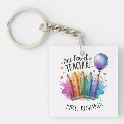 1つの愛された先生パーソナライズされたサンキューギフト キーホルダー (正面)