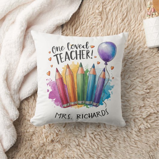 1つの愛された先生パーソナライズされたサンキューギフト クッション (ブランケット)