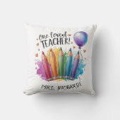 1つの愛された先生パーソナライズされたサンキューギフト クッション (正面)